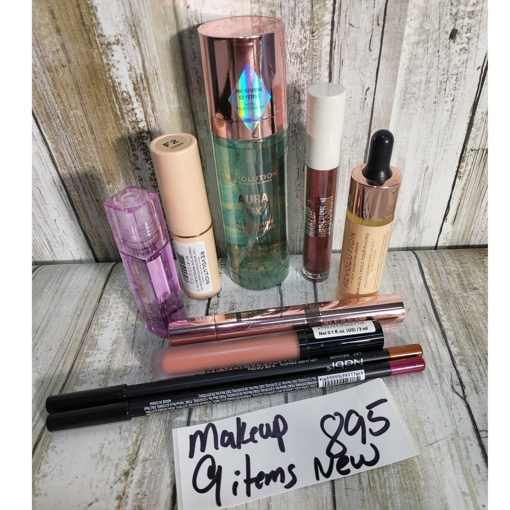 Revolution 9 Piece Makeup Lot New Eyes Lips Face Setting Spray Foundation Oil - Picture 3 of 5